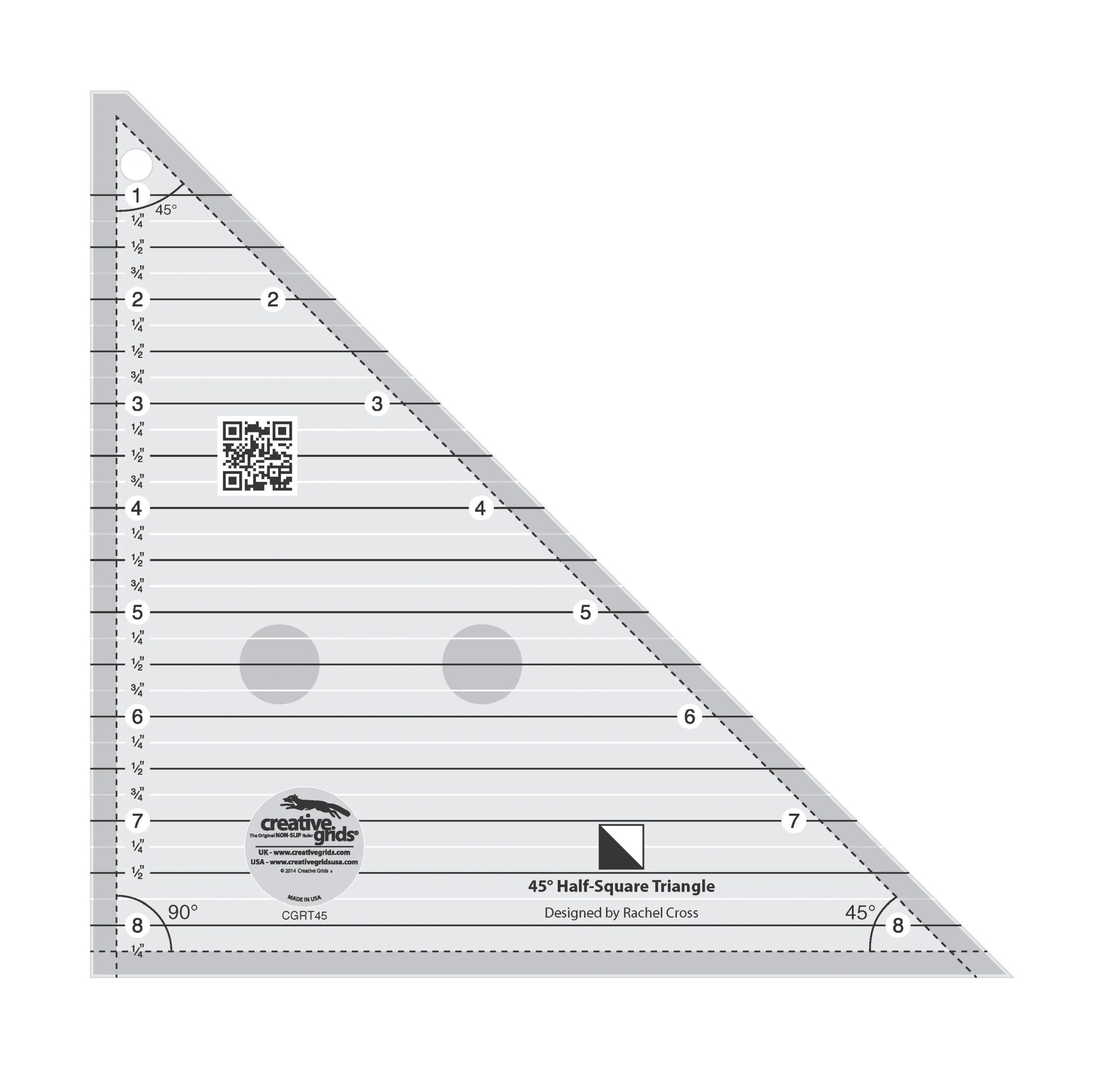Creative-Grids-45-Degree-Half-Square-Triangle-8-1-2in-Quilt-Ruler-Checker-Distributor-210698717